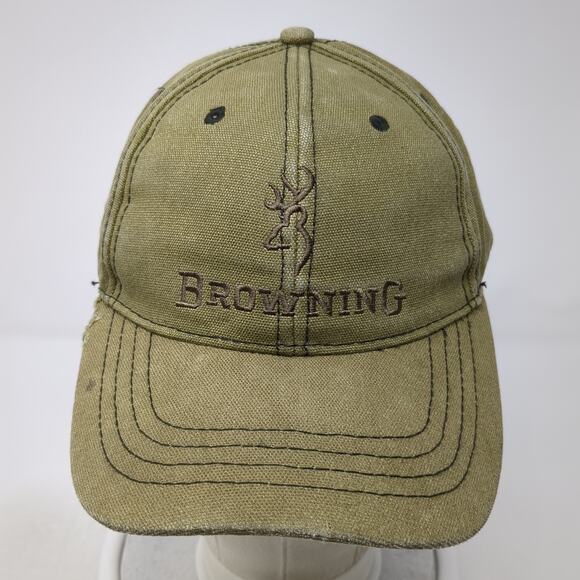 Browning Strapback Baseball Hat Green One Size Embroidered Outdoor - Picture 2 of 10